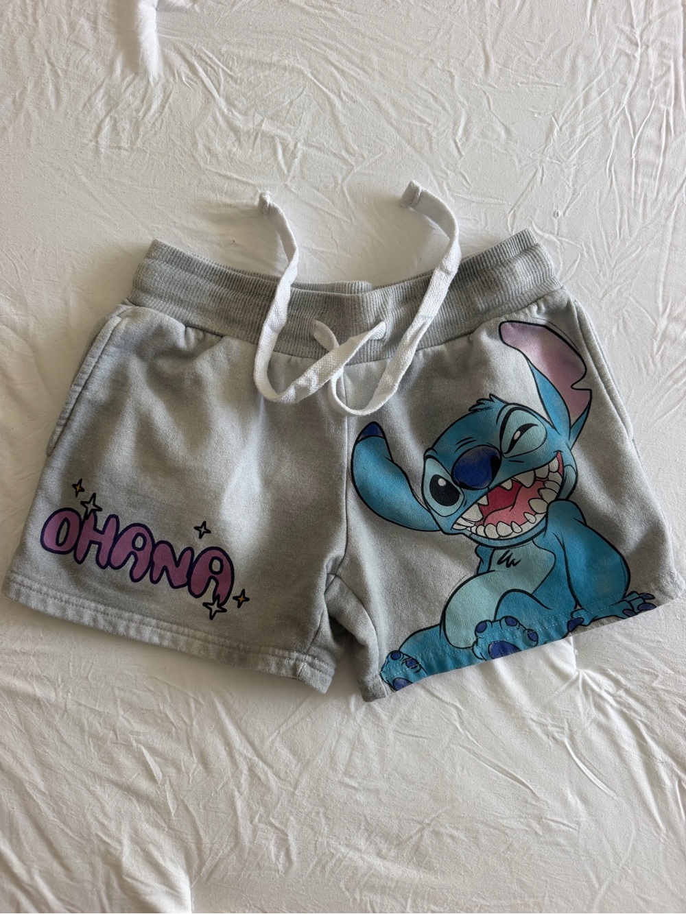 Disney Gray Lounge Shorts with Blue Stitch Graphic